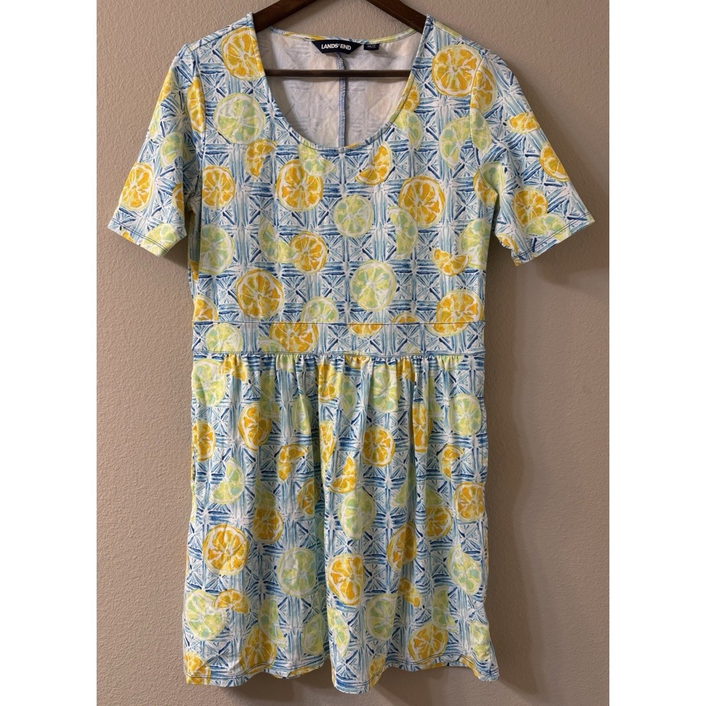 Lands' End Women's Dress M/P Novelty Lemon/Lime Summer Fun A-Line Pockets
